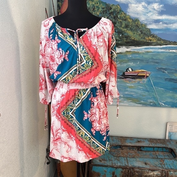 Cache, Striking Mini Dress,Lightweight, Elastic Waist,Excellent w/Boots,Size M - Picture 2 of 11